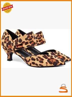 Low Kitten Heel Dress Shoes Pointed Toe Ankle Strap Cutout Party Pumps